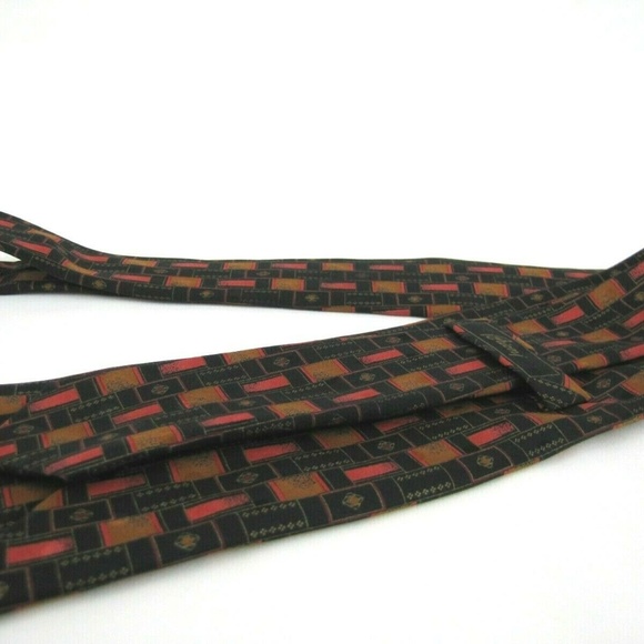 BRIONI Tie Copper Orange Black Geometric / Luxury - Picture 4 of 8